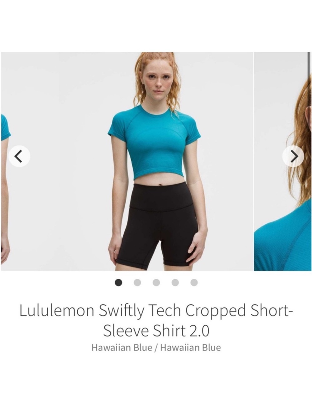 Lululemon Swiftly Tech Cropped Short Sleeve Shirt 2.0 Hawaiian Blue Sz 6